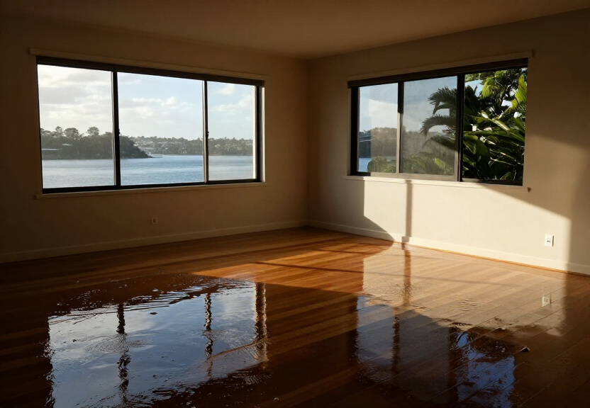Flooded living room in Chiswick before restoration