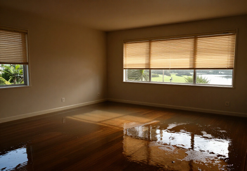 Water-damaged carpet in Chiswick before drying